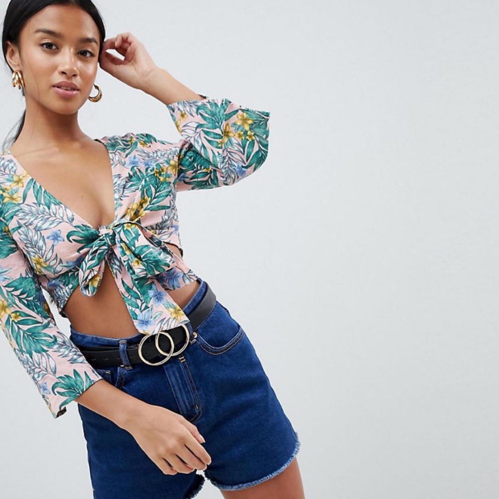 Missguided crop tie front
